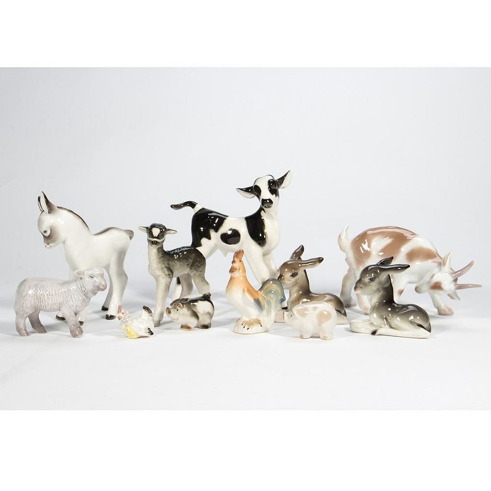 Appraisal: Russian Lomonosov Porcelain Barnyard Group Including Donkey pig and goat