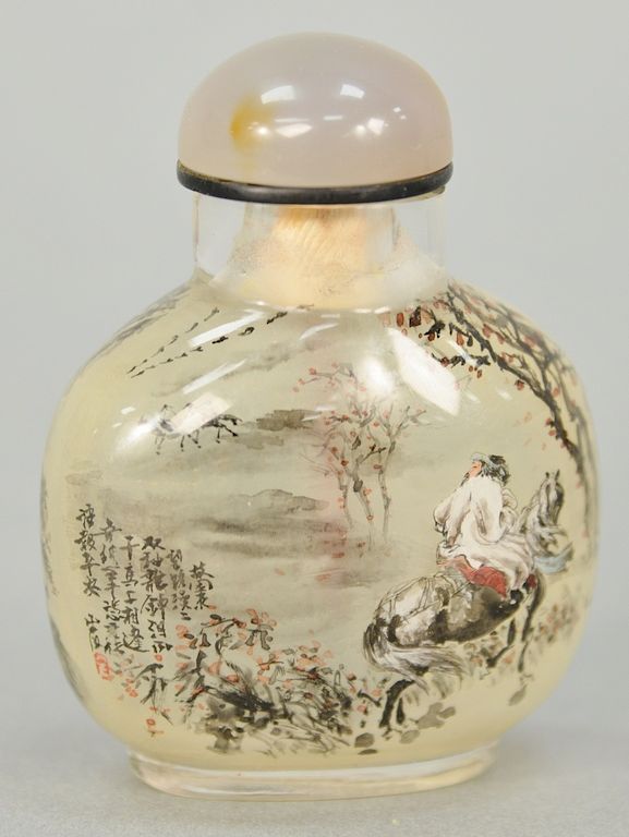 Appraisal: Snuff bottle China th th century glass intricately reverse painted