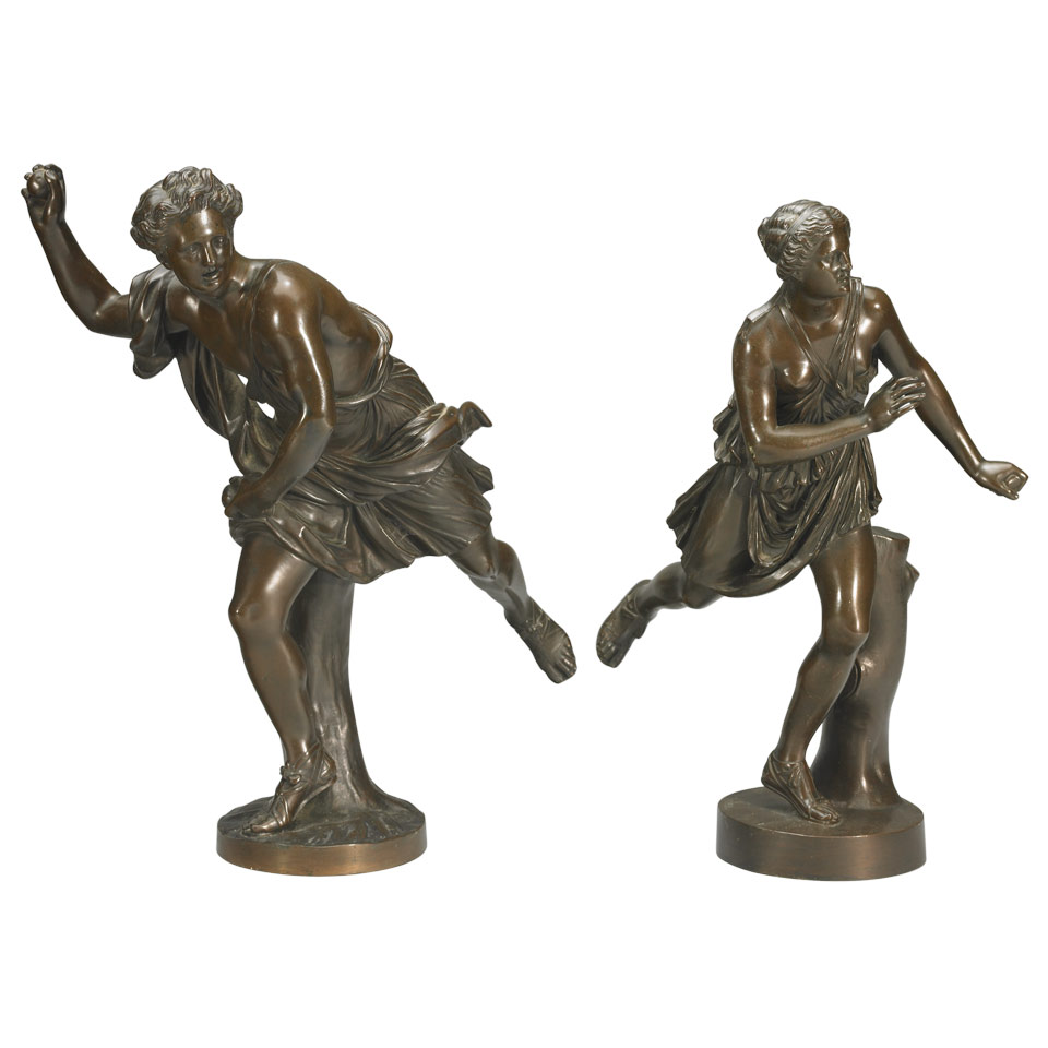 Appraisal: After the Antique Pair of Barbedienne Bronze Figures th century