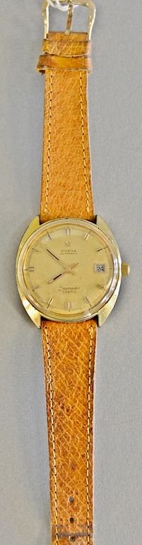 Appraisal: Omega Seamaster Auto mens wrist watch with calendar and leather