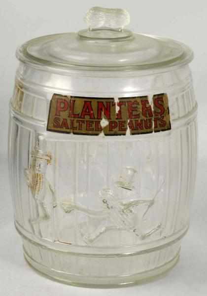 Appraisal: Embossed Planters Peanut Barrel Jar Lid Description Lid is a