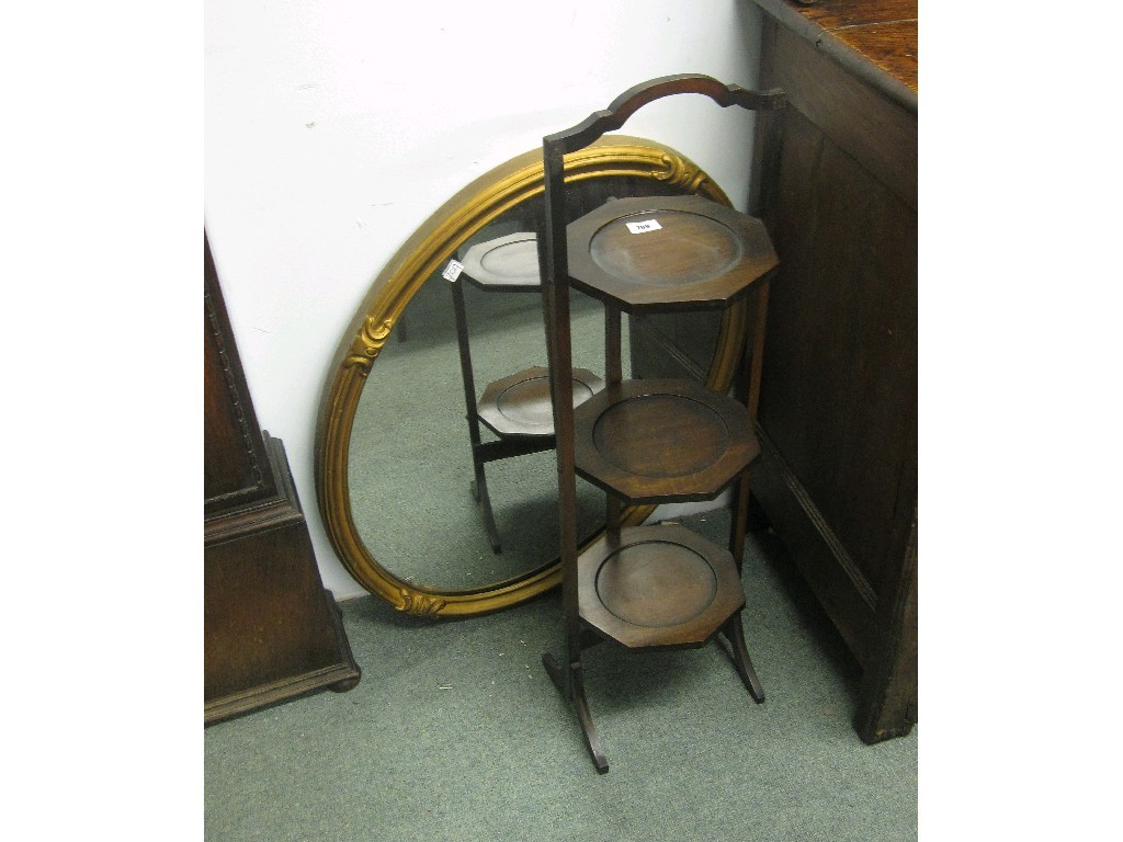 Appraisal: Lot comprising gilt framed mirror and a cakestand