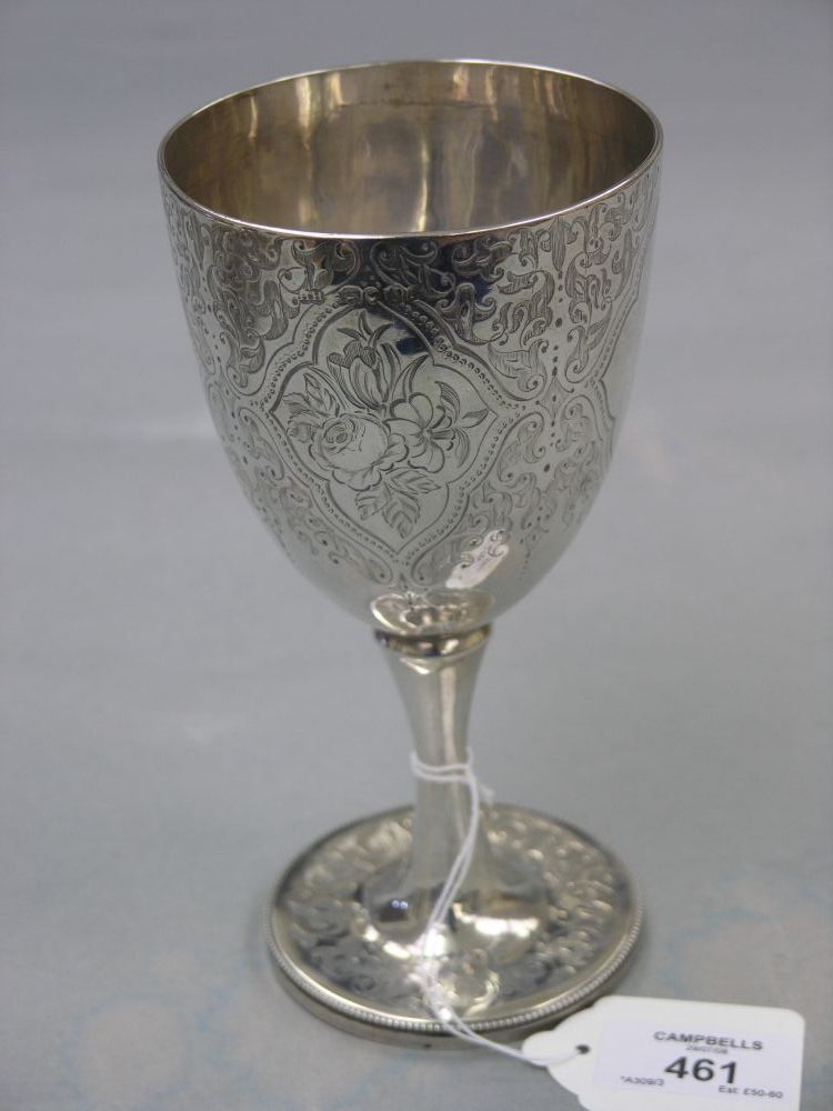 Appraisal: A Victorian engraved silver goblet London approximately ozs in