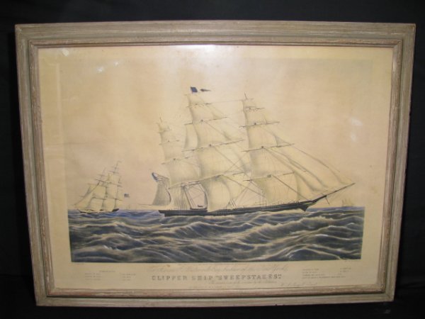 Appraisal: Framed hand colored lithograph print by N Currier Old Currier