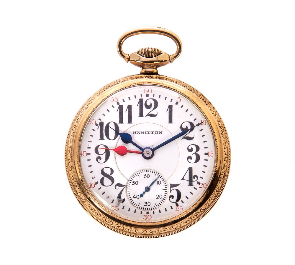 Appraisal: Hamilton M j Railroad Pocket Watch Hamilton M j Railroad