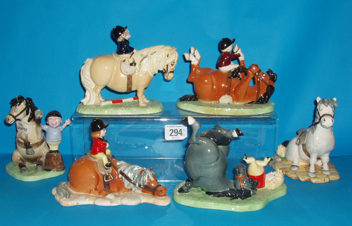 Appraisal: Collection Of Thelwell figuresTo Include Suppling Exercises NT Exhausted NT