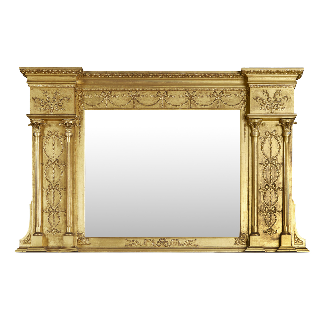 Appraisal: VICTORIAN GILTWOOD OVERMANTEL MIRROR TH CENTURY the inverted breakfront cornice