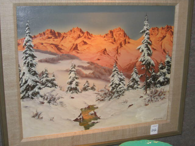 Appraisal: AMERICAN SCHOOL TH CENTURY Snowy mountain landscape oil on canvas