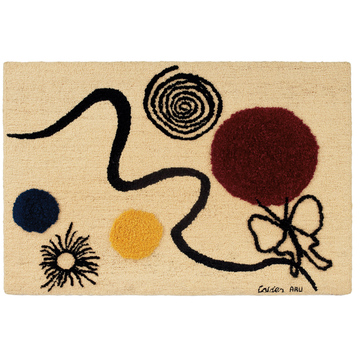 Appraisal: After Alexander Calder latch-hook rug tapestry wool s red black