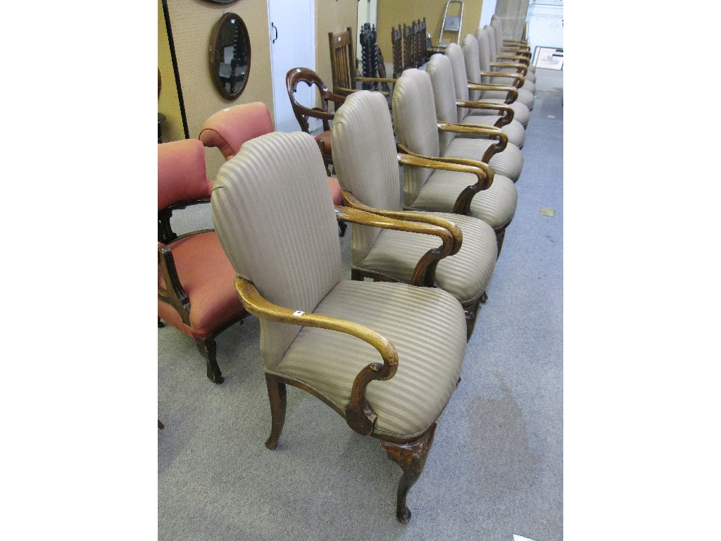 Appraisal: Set of eleven upholstered elbow chairs