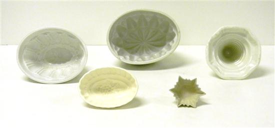 Appraisal: White Ironstone china molds five pieces six sided star geometric