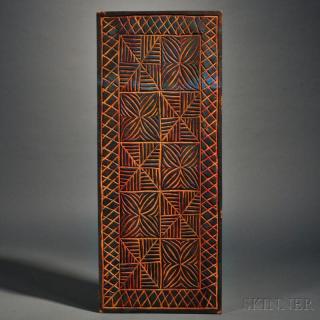 Appraisal: Samoan Tapa Pattern Print Board with different designs on each