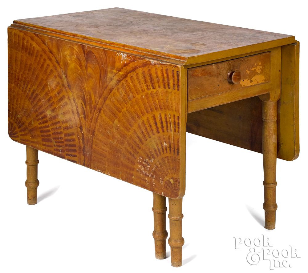 Appraisal: Sheraton painted drop-leaf table th c retaini Sheraton painted drop-leaf