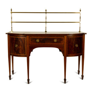 Appraisal: A George III Inlaid Mahogany Sideboard with Brass Gallery LATE