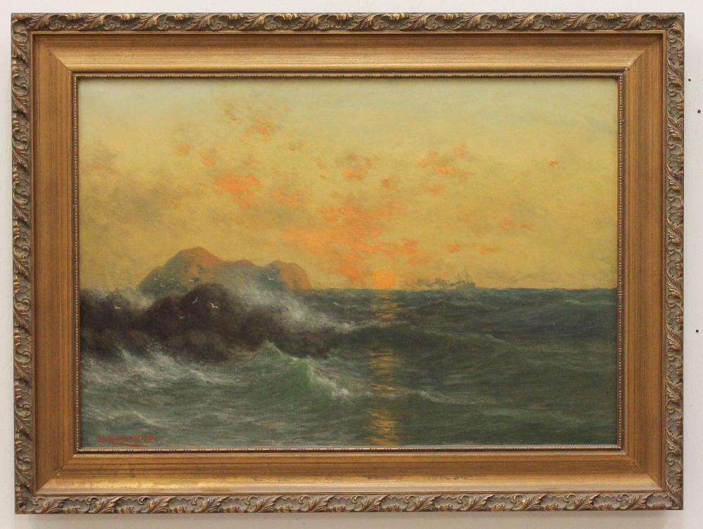 Appraisal: NELS HAGERUP San Francisco CA - oil on canvas seascape