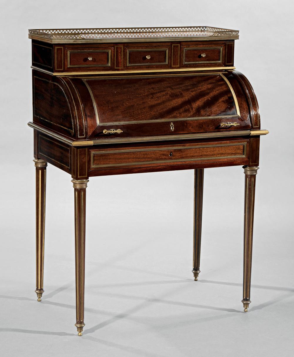 Appraisal: Louis XVI-Style Bronze-Mounted Mahogany Bonheur du Jour late th c