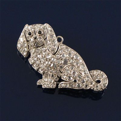 Appraisal: A diamond brooch in the form of a spaniel set