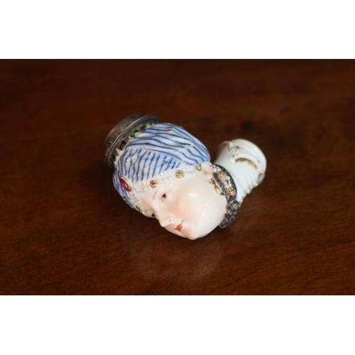 Appraisal: Rare antique German turban head female porcelain pipe head likely