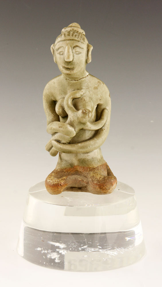 Appraisal: - Chinese Celadon Figure Chinese celadon Figure on glass stand