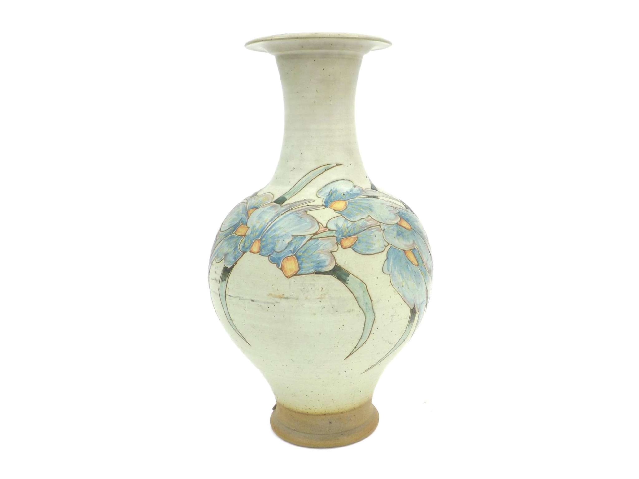 Appraisal: Studio pottery vase decorated with a floral spray upon a