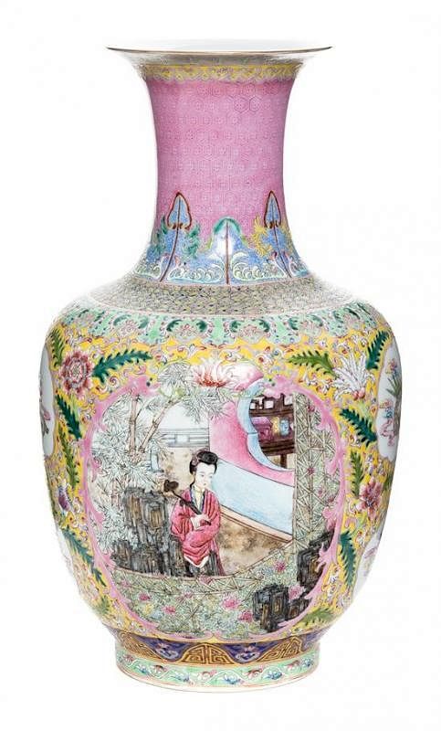 Appraisal: A Famille Rose Porcelain Vase Height inches A Famille Rose