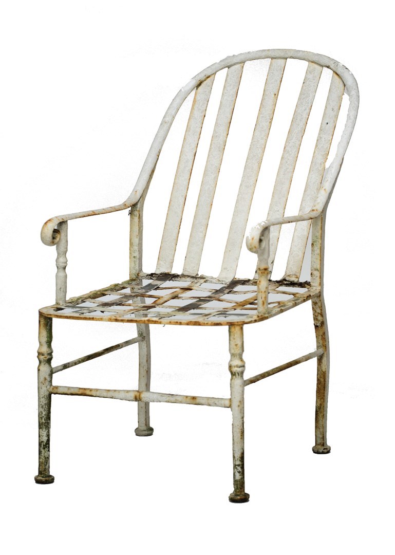 Appraisal: A th century and later white painted iron garden chair