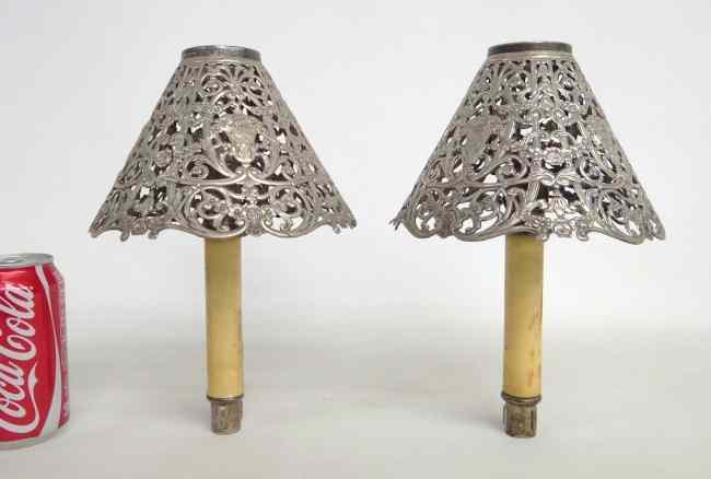 Appraisal: Pair Gorham Sterling Silver shades Grams along with two holders