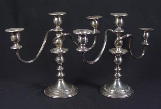 Appraisal: Pair of Fisher Sterling Candelabra Weighted bases Each with detachable