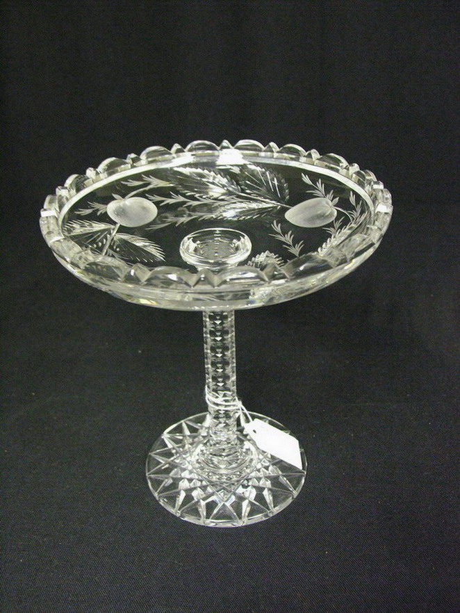 Appraisal: ABP CUT GLASS COMPOTE HAWKES American Brilliant cut glass compote