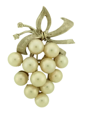 Appraisal: Fourteen Karat White gold Pearl and Diamond Grape Cluster Brooch