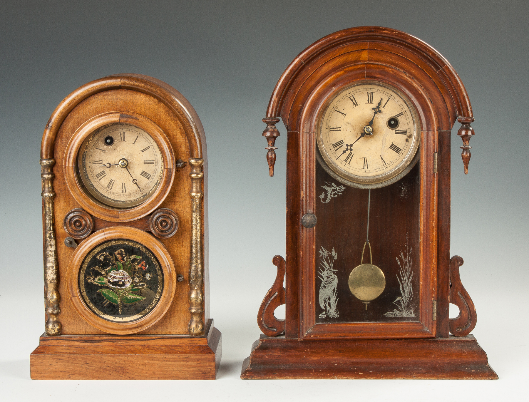 Appraisal: Two Shelf Clocks L Miniature E Ingraham Walnut case with