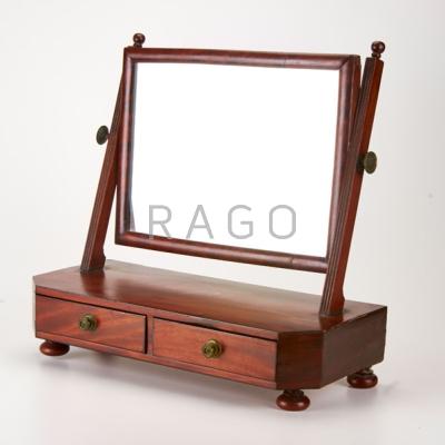 Appraisal: ENGLISH DRESSING MIRROR Early- th c Mahogany mirrored glass brass