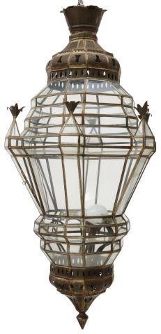 Appraisal: Hanging lantern lamp possibly Moroccan body in incised metal and