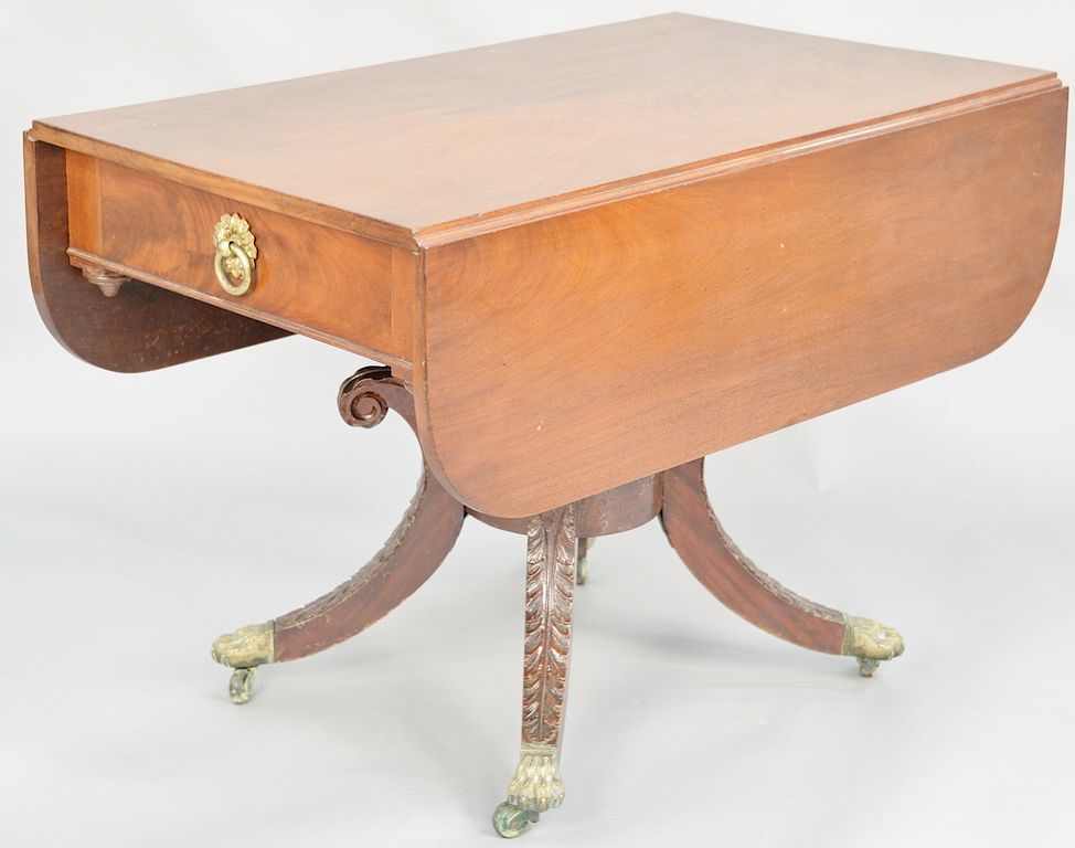 Appraisal: Duncan Phyfe mahogany drop leaf table with false drawers and