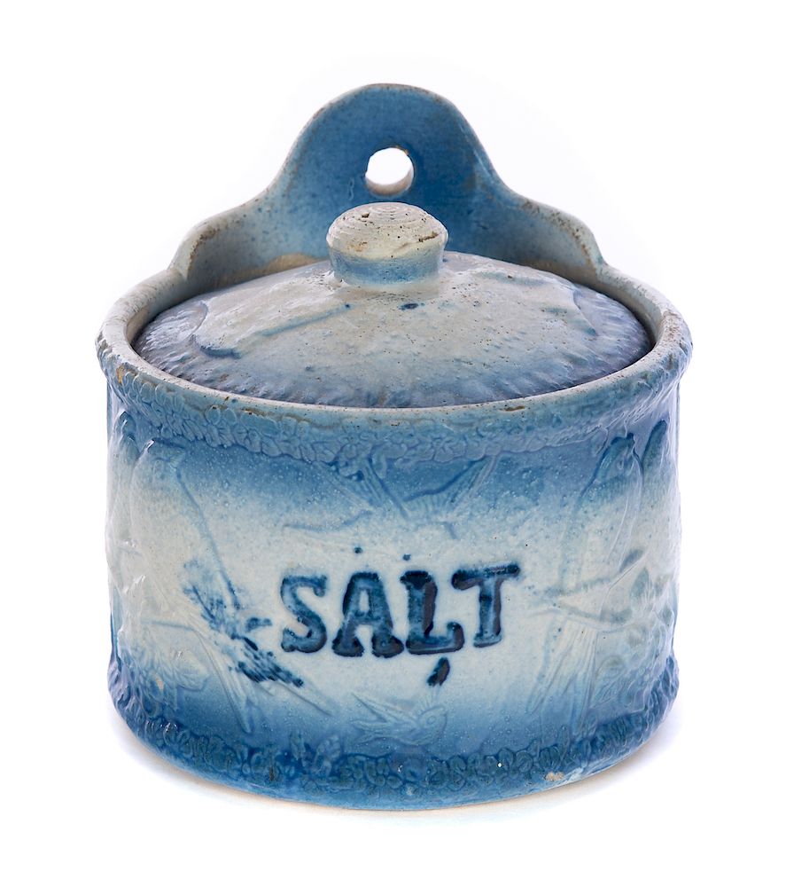 Appraisal: Antique Salt Glaze Hanging Crock Good condition Please Email or