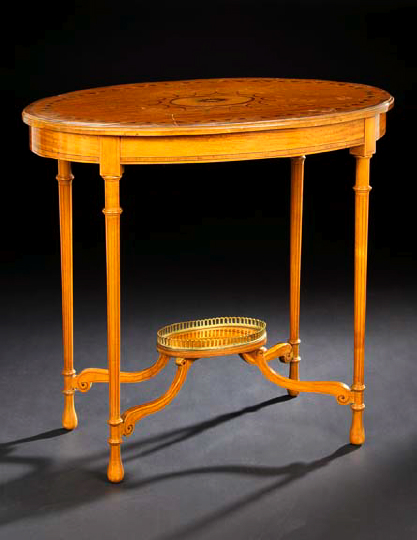 Appraisal: Edwardian Satinwood and Rosewood Center Table ca the ovoid top