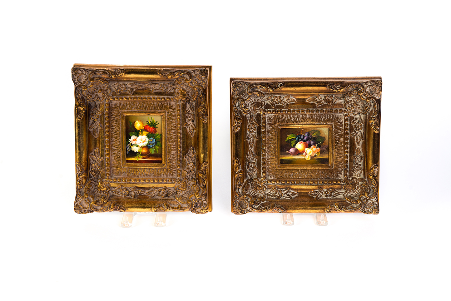 Appraisal: TWO CONTEMPORARY FRAMED STILL LIFES European late th century One