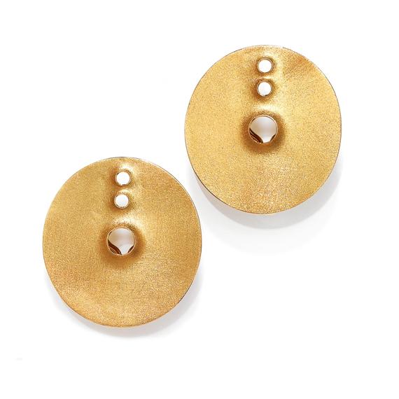 Appraisal: GOLD EAR CLIPS Yellow gold g Large slightly oval ear