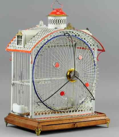 Appraisal: GERBIL CAGE Early 's tin example painted in white red