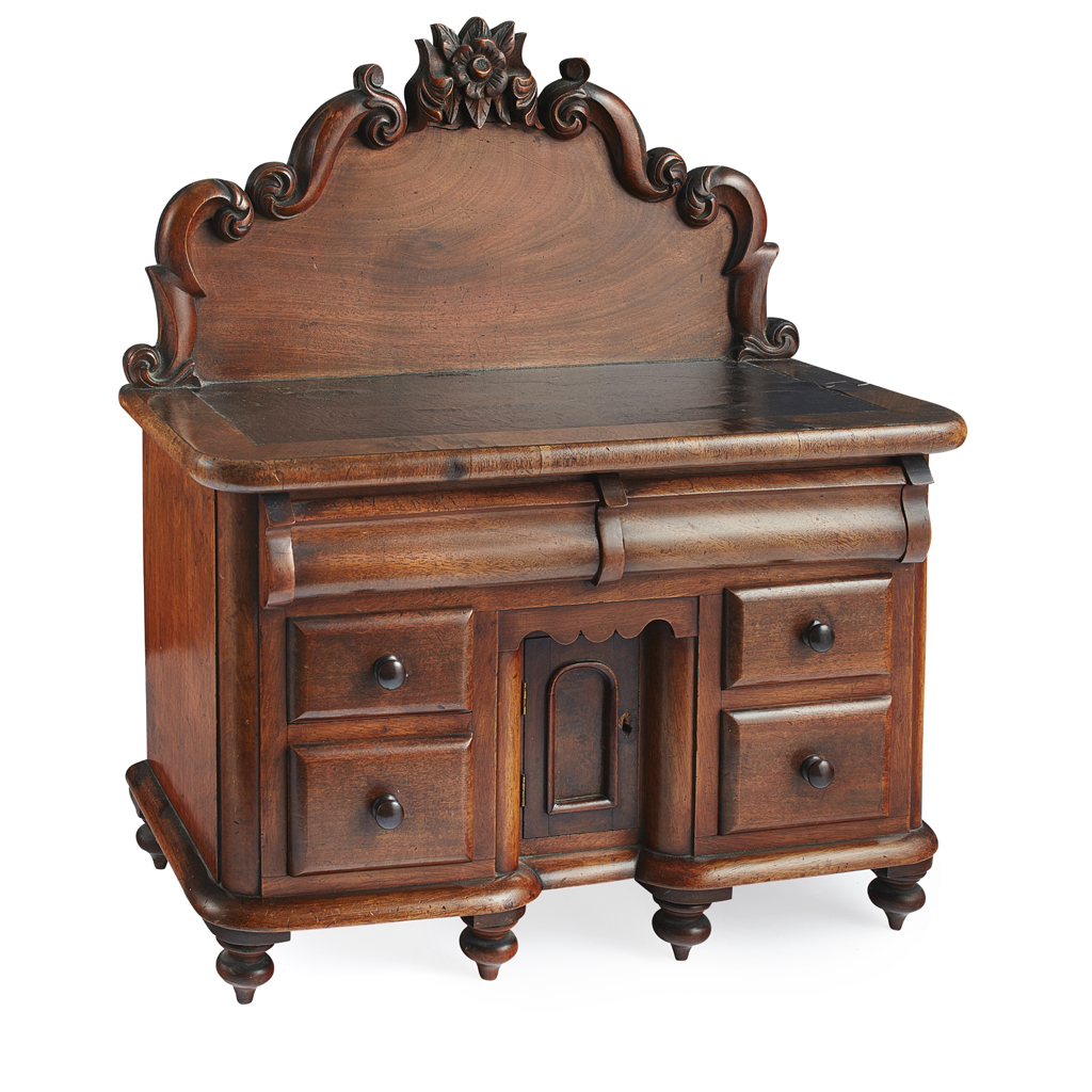 Appraisal: YTHREE MINIATURE VICTORIAN MAHOGANY FURNITURE PIECES TH CENTURY comprising a