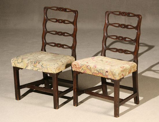 Appraisal: Pair of George III Style Mahogany Ladder-Back Side Chairs Last