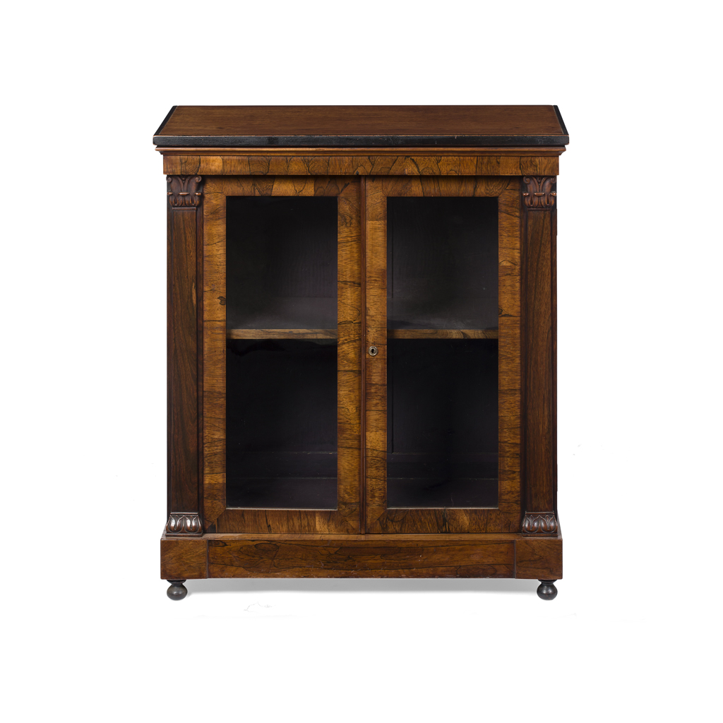 Appraisal: SMALL REGENCY ROSEWOOD AND EBONY LOW BOOKCASE EARLY TH CENTURY