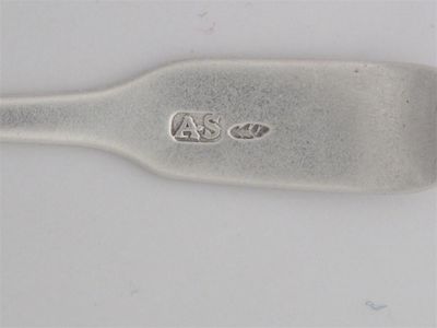 Appraisal: ALEXANDER STEWART An oar teaspoon script initials JR - A