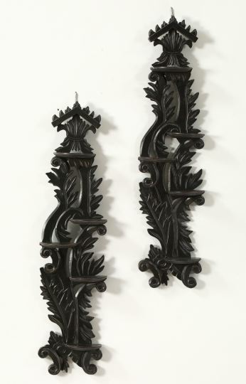 Appraisal: Attractive Pair of Austro-German Provincial Carved Ebonized and Antiqued Wooden