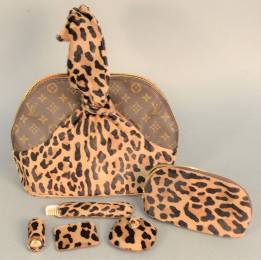 Appraisal: Louis Vuitton Alaia centenaire monogram and leopard print handbag with