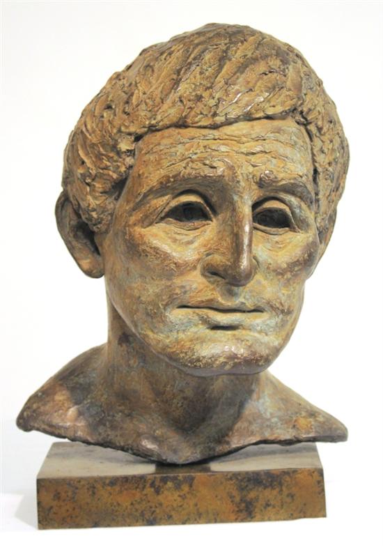 Appraisal: Bronze bust of man '' h without base monogrammed ''RAG''