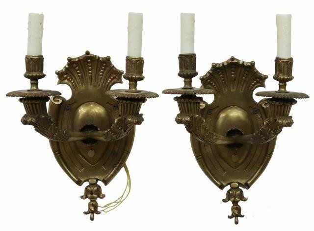 Appraisal: pair Louis XVI style gilt metal wall sconces th c