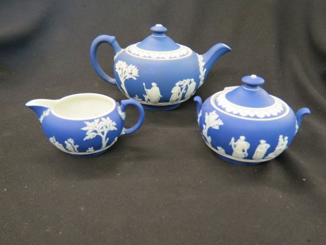 Appraisal: pc Wedgwood Dark Blue JasperwareTea Set classical figures in the