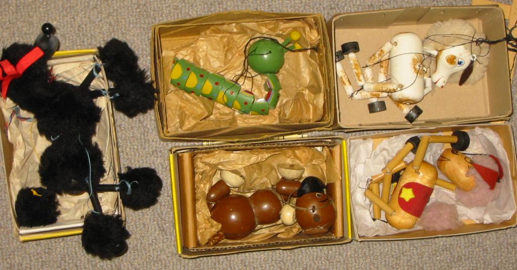 Appraisal: Five Pelham puppets comprising A Black Poodle Bengo both in