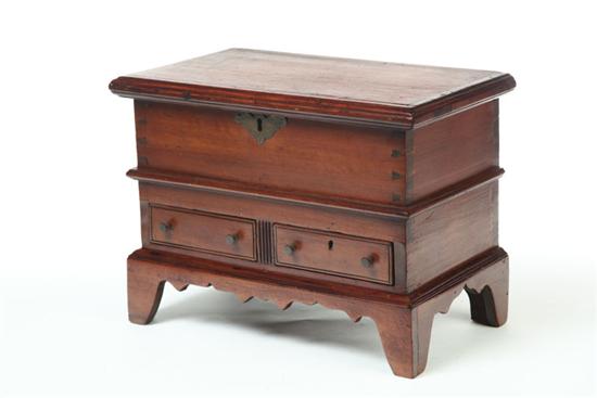 Appraisal: MINIATURE CHIPPENDALE BLANKET CHEST American late th-early th century poplar